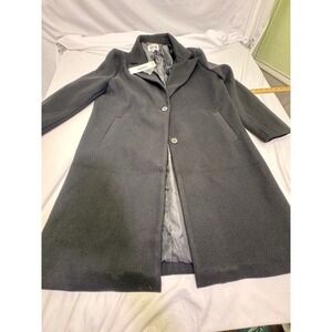 Vigoss Wool 50% Blend Trench Coat Women's XL Black Button Closure Long Goth New